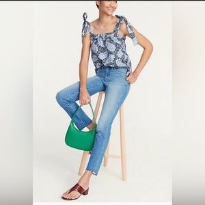 J. Crew Slim Broken In Boyfriend Light Wash Raw Hem Cropped Capri Jeans